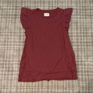Nation Dark Mauve Ruffle Sleeve Top
